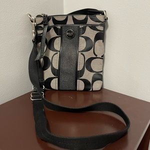 Coach Black and Cream Signature Crossbody Bag